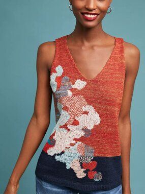Anthropologie Garden Grove Intarsia Tank Akemi + Kin XL NWT